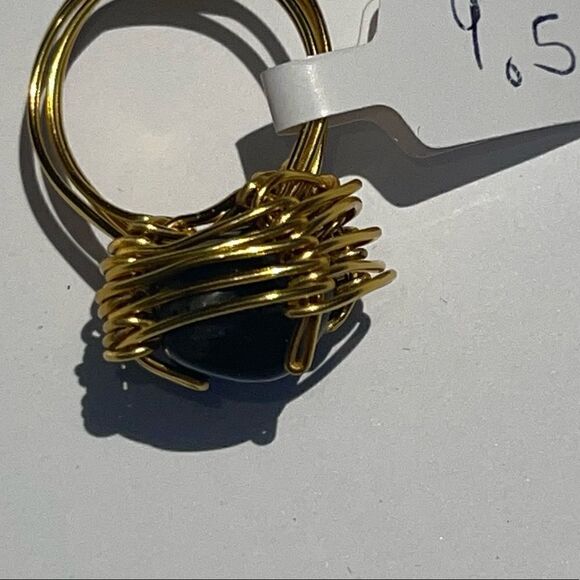 🔥 SNOWFLAKE OBSIDIAN WIREWRAPPED GENUINE GEMSTONE CHUNKY RING 🔥 - Picture 6 of 9